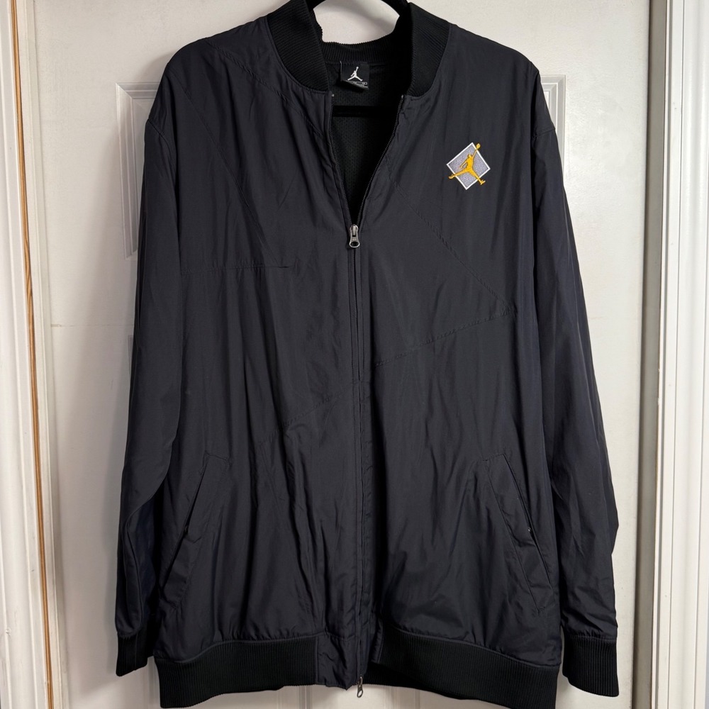 Vtg Y2K Jordan Mens Full Zip Bomber Jacket Black Nylon Mesh XL Nike Jumpman